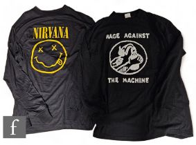 Rage Against The Machine/Nirvana - Two 1990s long sleeved t-shirts, both labelled XL. *A Tour