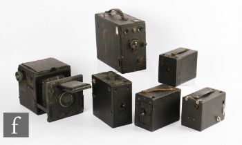 A collection of box cameras, to include a Houghton-Butcher Popular Pressman SLR Camera, a Houghton-