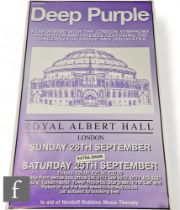 A collection of rock concert posters, to include Deep Purple, Royal Albert Hall, 1999, 147cm x 94cm,
