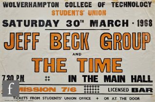 An original promotional poster for a performance of Jeff Beck Group and The Time at Wolverhampton
