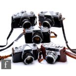 A collection of Kowa 35mm SLR cameras, to include Regula Super Automatic, Kowa E x 2, Kowa SE T