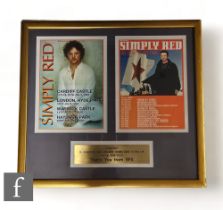 A framed Simply Red presentation montage, presented to recognise over 230,000 tickets sold in the UK