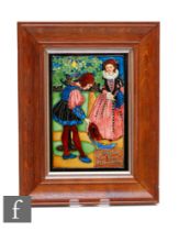 Margaret Pilkington - An early 20th Century ceramic tile panel circa 1900, finely tubelined with a