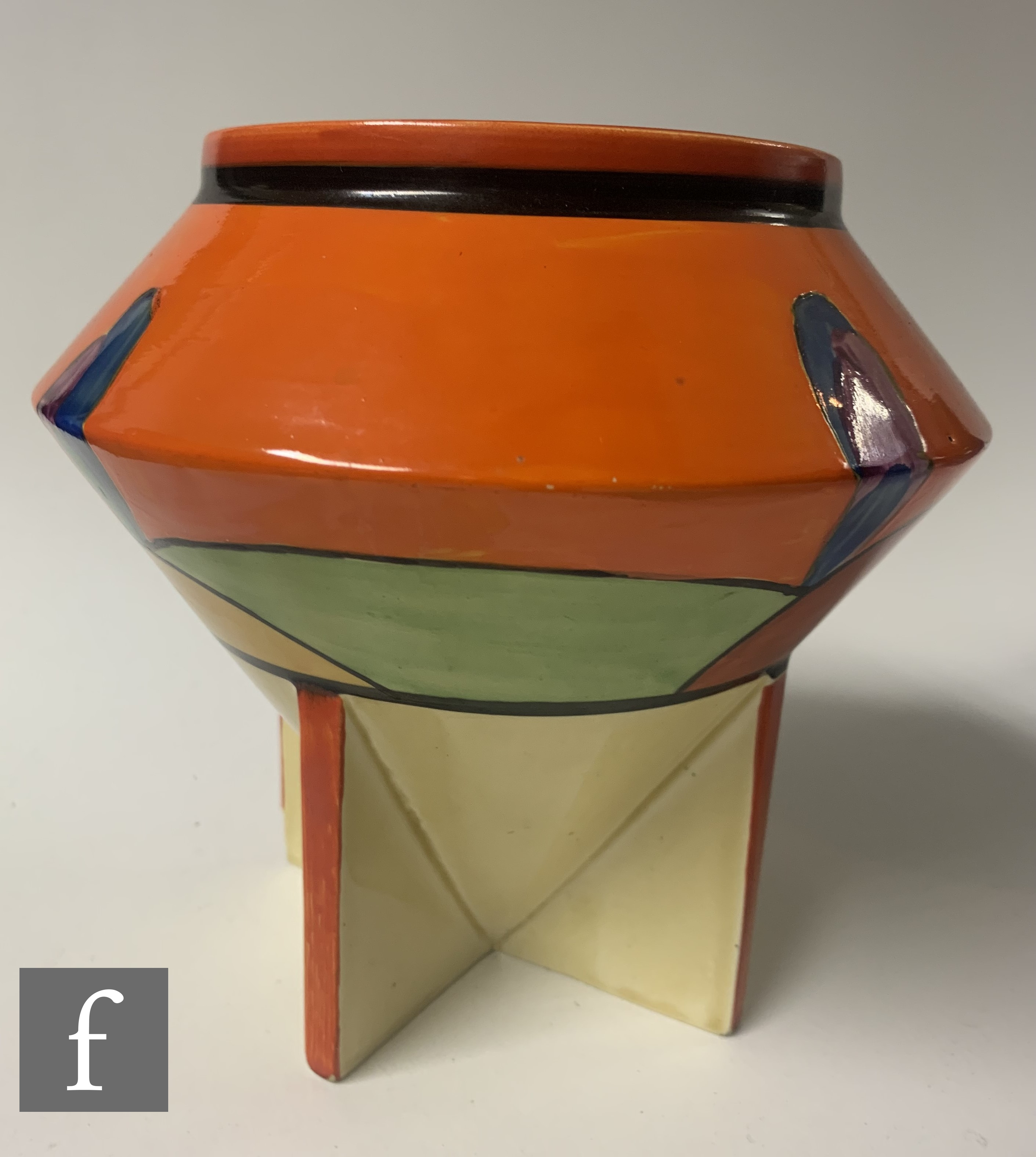 Clarice Cliff - Applique Avignon - A Conical shape rose bowl circa 1930, hand painted with a - Image 3 of 6