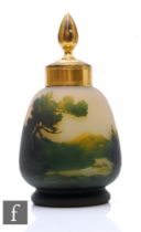 Muller Freres Luneville - An Art Nouveau cameo glass pomander circa 1900, the footed base rising