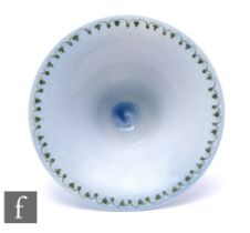 Ruskin Pottery - A large egg shell pottery bowl of flared circular form, raised to a shallow stem