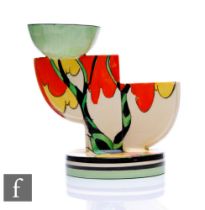 Clarice Cliff - Honolulu - A single shape 610 candlestick circa 1933, hand painted in the Honolulu