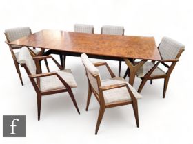 Christopher Heal - Kevasinga - A 1952 dining table and chairs, African rosewood veneer, model
