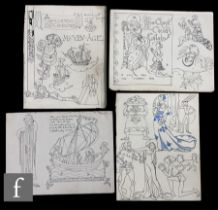 Albert Wainwright (1898-1943) - Four sketchbook pages depicting studies from the Medieval