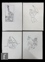 Albert Wainwright (1898-1943) - Five sketchbook pages depicting line drawing studies from the