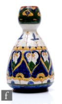 Carlo Manzoni - Minerva Art Ware - A late 19th to early 20th vase of double gourd form decorated