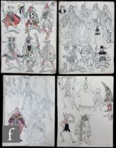 Albert Wainwright (1898-1943) - Eight sketchbook pages depicting studies of character costume