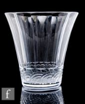 Keith Murray - Stevens & Williams - A 1930s Art Deco clear cut crystal glass vase of flared form
