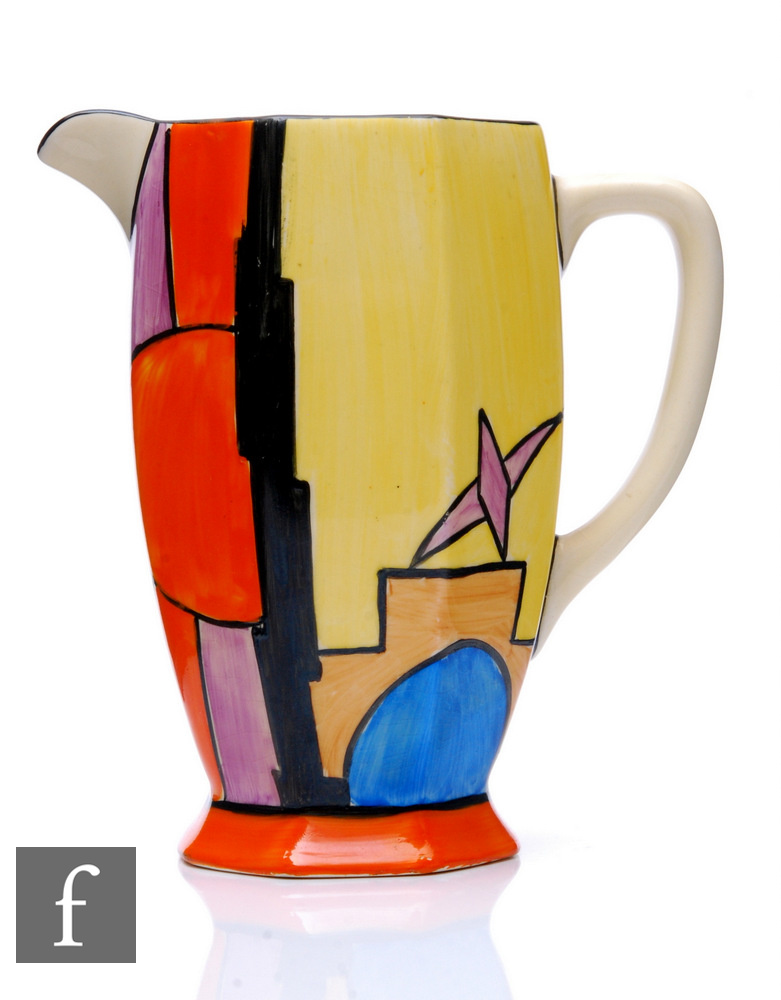 Clarice Cliff - Sunray (Night & Day) - An Athens shape jug circa 1930, hand painted with an abstract