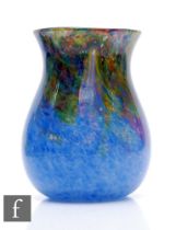 Monart - A 1930s glass vase, shape SA, of ovoid form with flared neck, the blue ground with