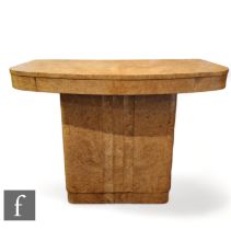 Attributed to H & L Epstein - A 1930s Art Deco pedestal or pier table, the round rectangular top