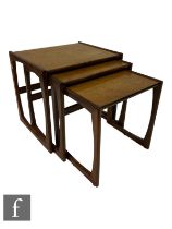 G-Plan - A nest of three Quadrille teak tables, largest 53cm x 43cm x 50cm.