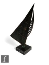 Duncan MacGregor (Born 1957) - 'Catching the Wave', bronze sculpture with black marble base,