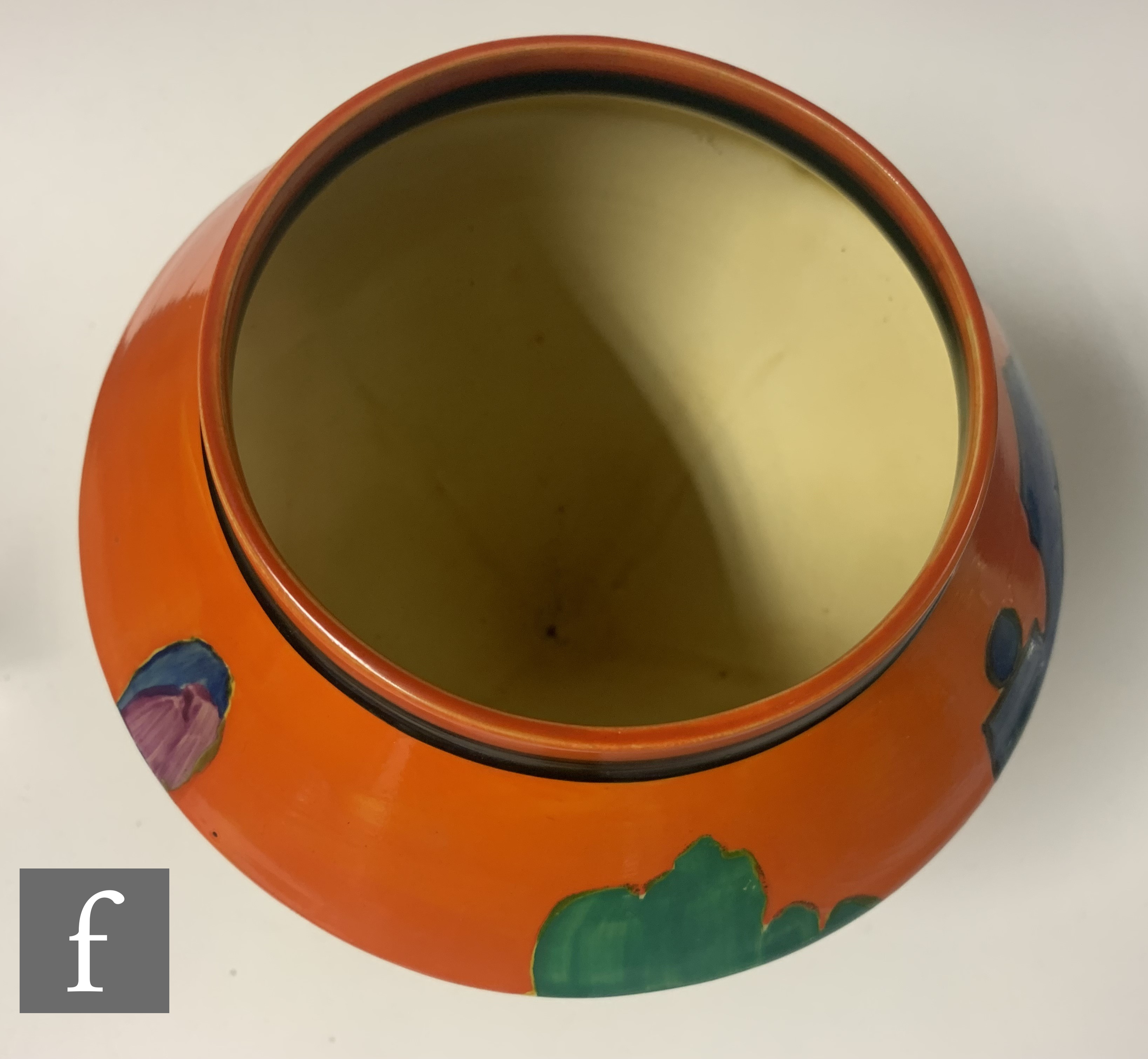 Clarice Cliff - Applique Avignon - A Conical shape rose bowl circa 1930, hand painted with a - Image 5 of 6