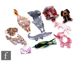 Lea Stein - A collection of brooches, to include Bacchus Standing Cat, The Fox, Ric the Terrier,