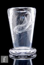 Ludwig Kny - Stuart & Sons - A 1930s Art Deco clear crystal glass vase, the heavy cushion foot below