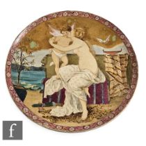 Minton - In the manner of W. S. Coleman - A large shallow circular dish form charger circa 1880,
