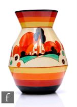 Clarice Cliff - Farmhouse - A shape 360 vase circa 1932, hand painted with a stylised cottage