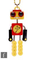 Unknown - A post war novelty Robbie the Robot jointed plastic pendant on original painted steel