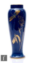 W.H. Austin - Royal Worcester - A Sabrina Ware vase of slender shouldered sleeve form with a shallow