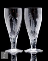 Stuart Crystal for Fortnum and Mason - A set of six mid 20th Century wine glasses, each with large