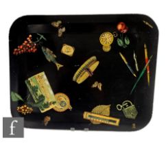 Piero Fornasetti - A large mid 20th Century metal serving tray of round rectangular section,