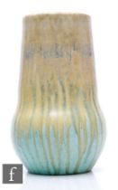 Ruskin Pottery - A large 1930s pottery vase of low shouldered form with tapered collar neck,