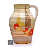 Clarice Cliff - Capri - A single handled Lotus jug circa 1935, hand painted with a stylised tree and