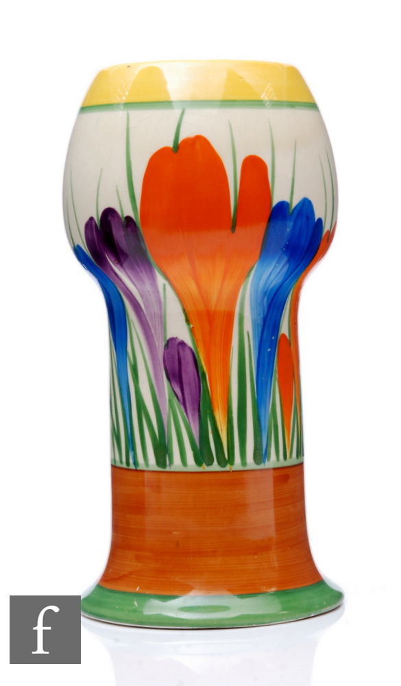 Clarice Cliff - Crocus - A large shape 268 vase circa 1929, hand painted with large Crocus sprays