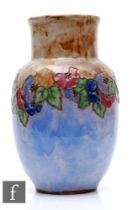 Royal Doulton - A stoneware vase circa 1920s of shouldered ovoid form with collar neck, decorated to