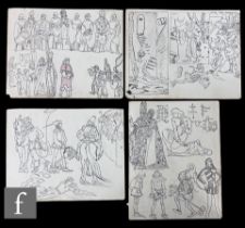 Albert Wainwright (1898-1943) - Five sketchbook pages depicting studies from the Medieval