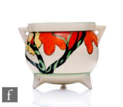 Clarice Cliff - Honolulu - A cauldron circa 1933, hand painted with a stylised tree with red, orange