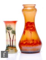 In the manner of Legras - An early 20th Century glass vase, of inverted baluster form with everted