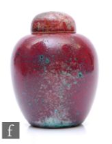 Ruskin Pottery - A small 1930s ginger jar and cover of shouldered ovoid form with domed cover,