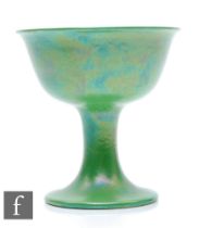 Ruskin Pottery - A 1920s pottery chalice, the circular foot rising to a slender stem with circular