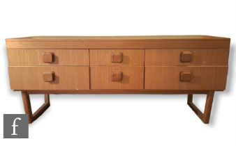 Schreiber Furniture - A mid Century dressing table/sideboard, six drawers with square block handles,