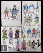 Albert Wainwright (1898-1943) - Four sketchbook pages depicting studies of character costume designs