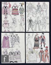 Albert Wainwright (1898-1943) - Eight sketchbook pages depicting character costume designs for