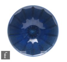 Norman Wilson - Wedgwood - A conical bowl with ribbed well, the interior glazed in blue, the