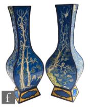 Longwy - A very large pair of early 20th Century vases in the Aesthetic taste, each with rectangular