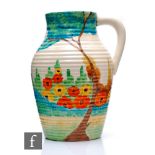 Clarice Cliff - Sandon - A single handled Lotus jug circa 1933, hand painted with a stylised tree