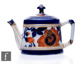 James Macintyre & Co - A small teapot of tapered cylindrical form with simulated bamboo handle and