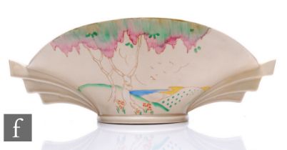 Clarice Cliff - Pink Taormina - A shape 450 Daffodil bowl circa 1936, hand painted with a stylised