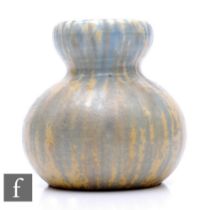 Ruskin Pottery - A 1930s pottery vase of double gourd form, decorated with a crystalline glaze