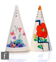 Dolly Cliff - Leonora - A Conical shape sugar sifter circa 1931, hand painted with a stylised flower